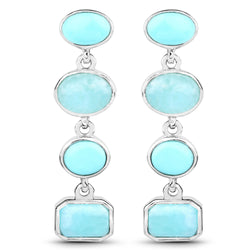 3.91 Carat Genuine Turquoise and Amazonite .925 Sterling Silver Earrings