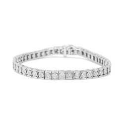 .925 Sterling Silver 1/4 Cttw Miracle Set Diamond and Bead Link 7.25" Tennis Bracelet (I-J Color, I2-I3 Clarity)