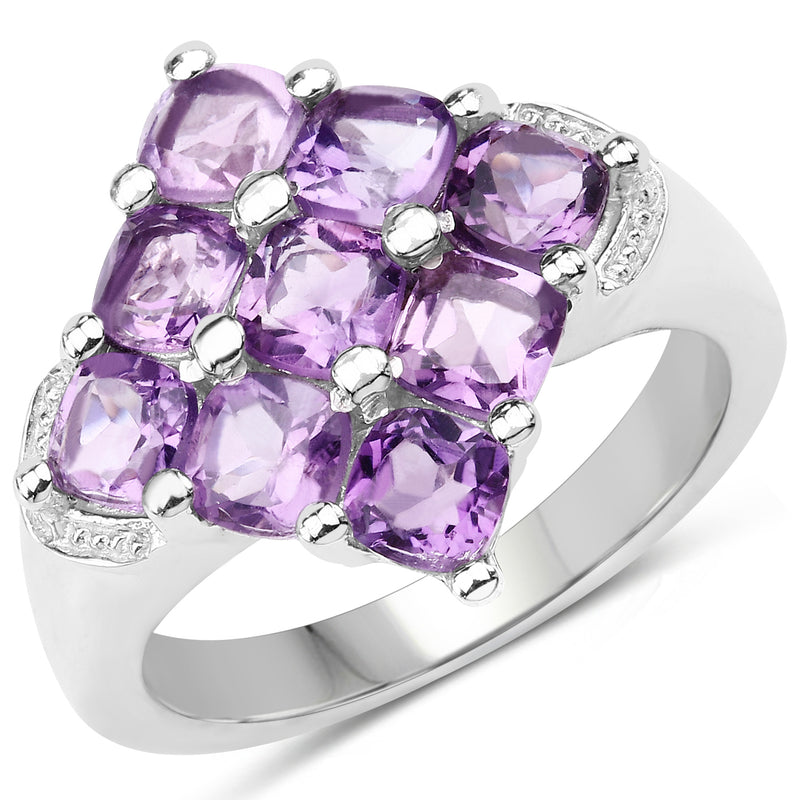 2.70 Carat Genuine  Amethyst .925 Sterling Silver Ring