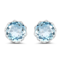 2.96 Carat Genuine Blue Topaz .925 Sterling Silver Earrings