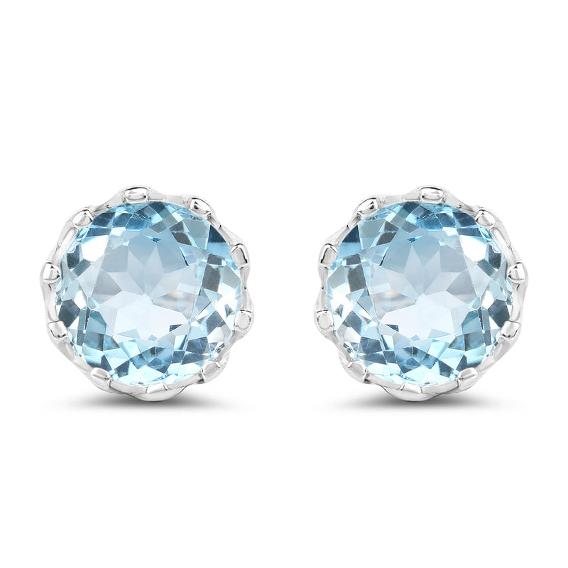 2.96 Carat Genuine Blue Topaz .925 Sterling Silver Earrings