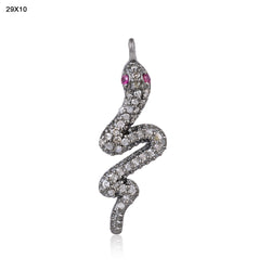 Pave Diamond Snake Design Pendant Gemstone 925 Silver Pendant