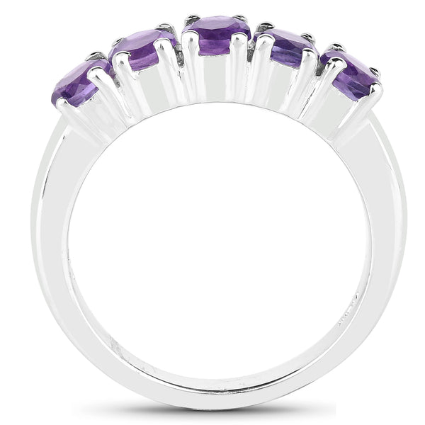 1.20 Carat Genuine Amethyst .925 Sterling Silver Ring