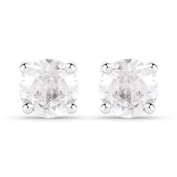 1.20 Carat Genuine White Topaz .925 Sterling Silver Earrings