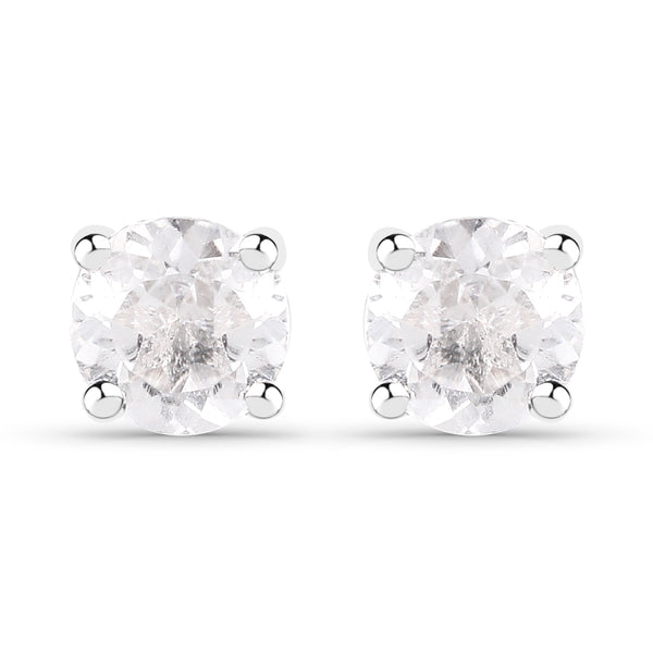 1.20 Carat Genuine White Topaz .925 Sterling Silver Earrings