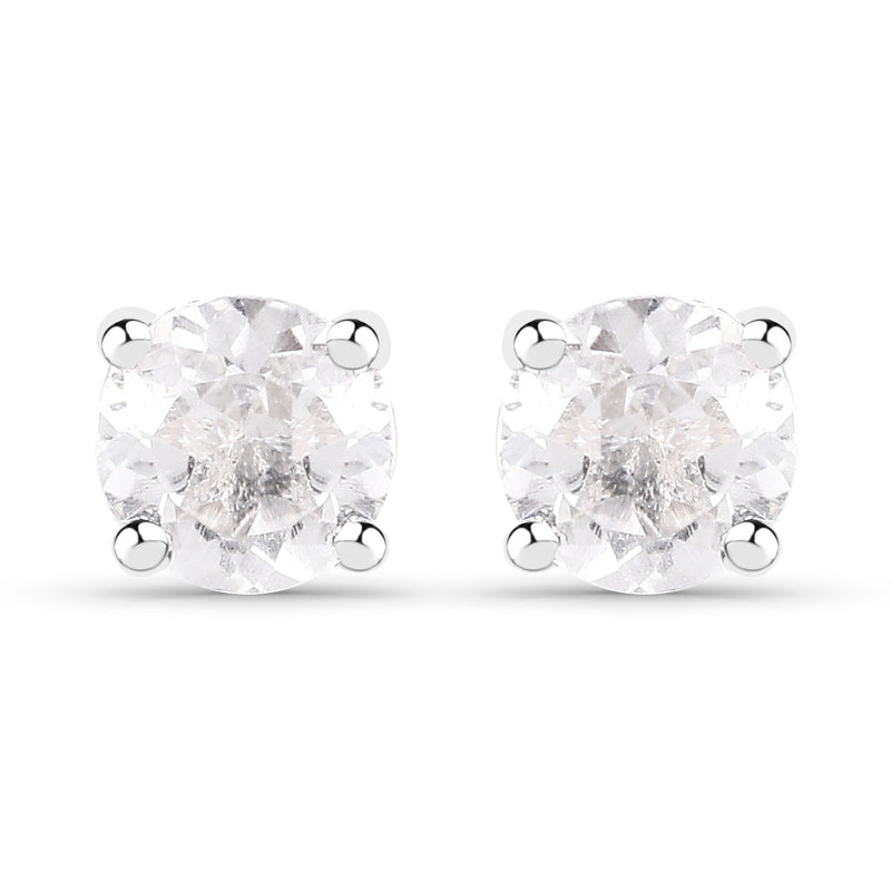 1.20 Carat Genuine White Topaz .925 Sterling Silver Earrings