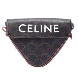 CELINE Celine Triangle Brown Womens Triomphe Canvas / PVC Leather Shoulder Bag