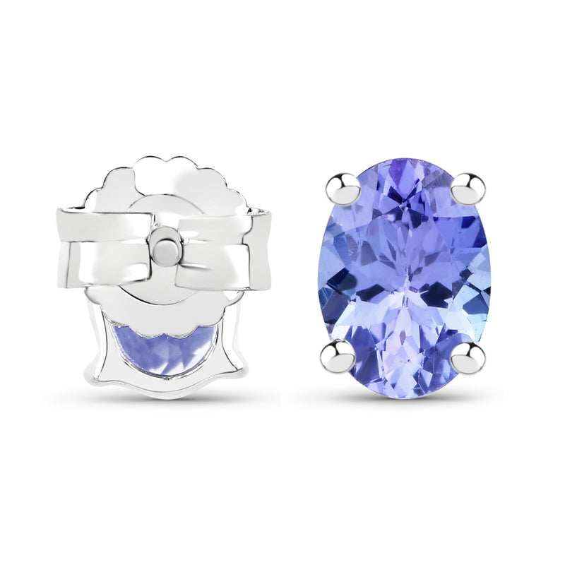 1.50 Carat Genuine Tanzanite .925 Sterling Silver Earrings