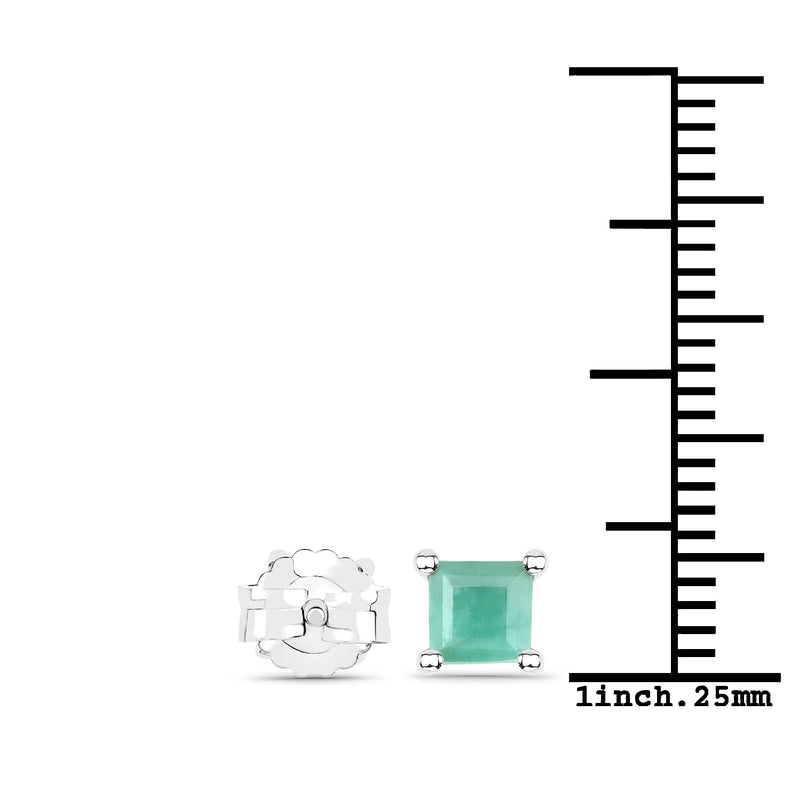 0.80 Carat Genuine Emerald .925 Sterling Silver Earrings