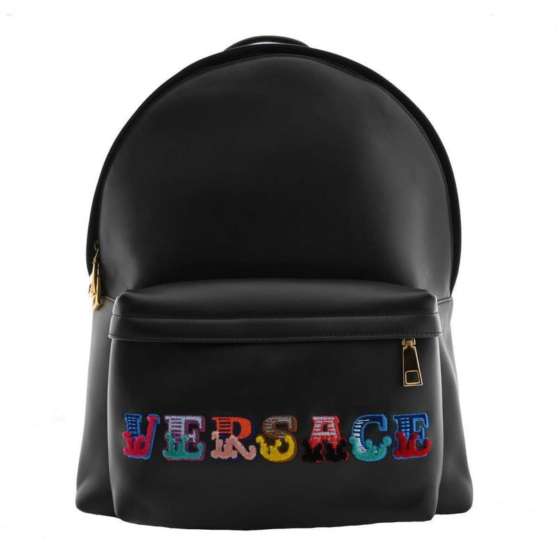 Versace Womens Leather Backpack Black