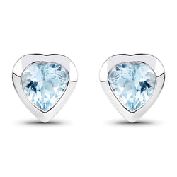 0.66 Carat Genuine Aquamarine .925 Sterling Silver Earrings