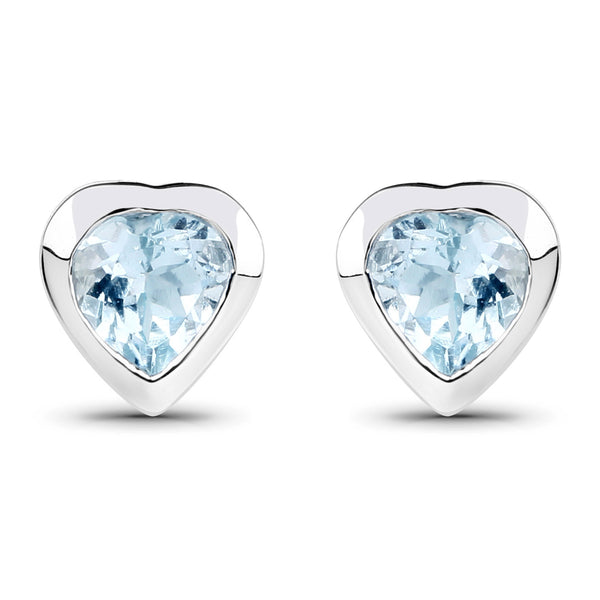 0.66 Carat Genuine Aquamarine .925 Sterling Silver Earrings