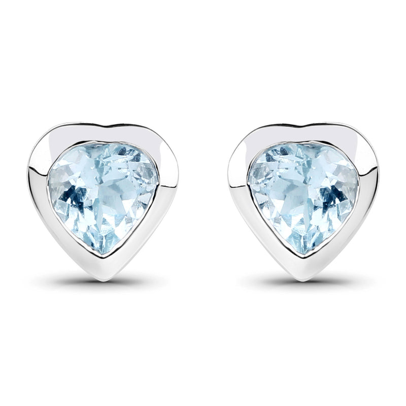 0.66 Carat Genuine Aquamarine .925 Sterling Silver Earrings