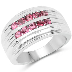 1.00 Carat Genuine Pink Tourmaline .925 Sterling Silver Ring