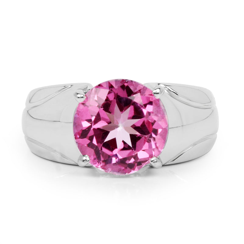 4.55 Carat Genuine Pink Topaz .925 Sterling Silver Ring