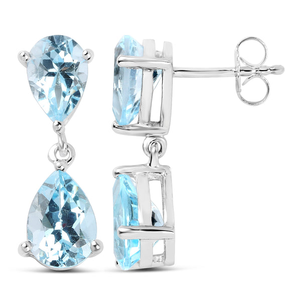 6.40 Carat Genuine Blue Topaz .925 Sterling Silver Earrings