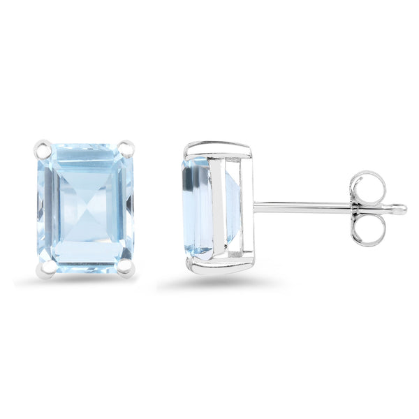 3.20 Carat Genuine Blue Topaz .925 Sterling Silver Earrings