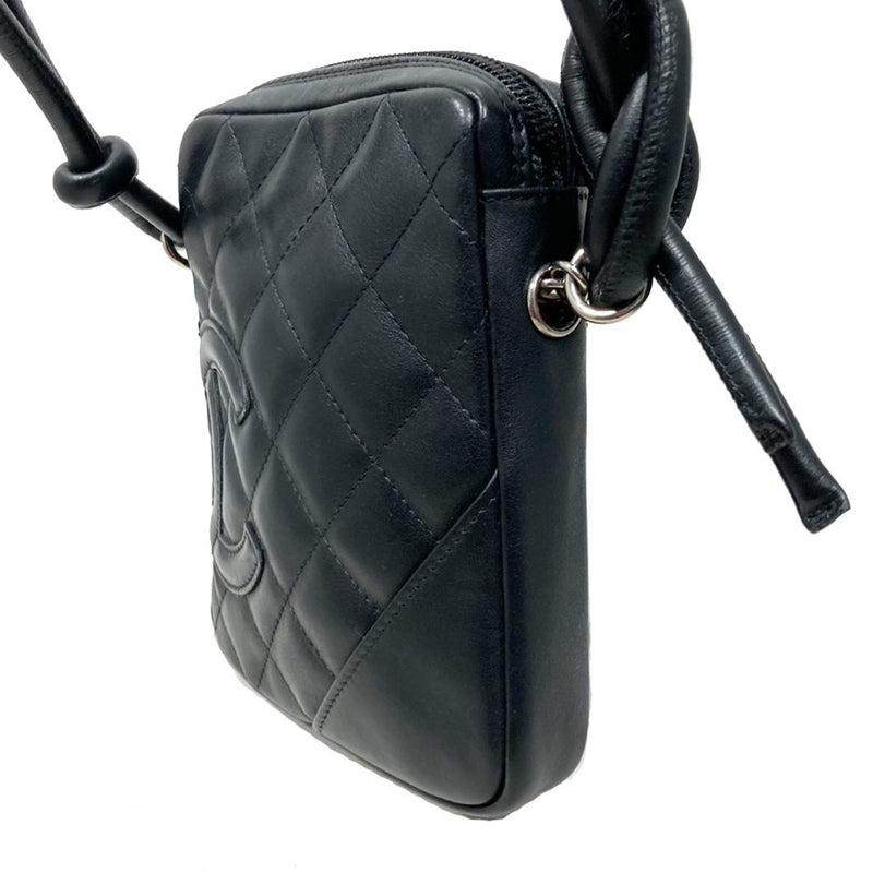 CHANEL Cambon line pochette shoulder bag black calf