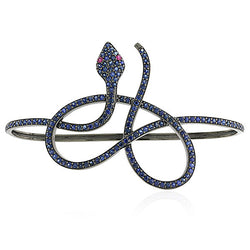 Blue Sapphire 925 Silver Wrap Snake Palm Bracelet Fashion Jewelry