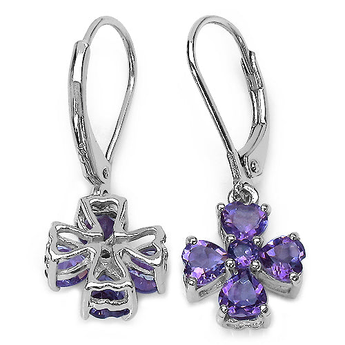 2.14 Carat Genuine Amethyst .925 Sterling Silver Earrings