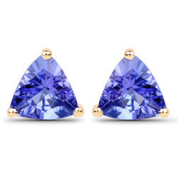 0.86 Carat Genuine Tanzanite 14K Yellow Gold Earrings