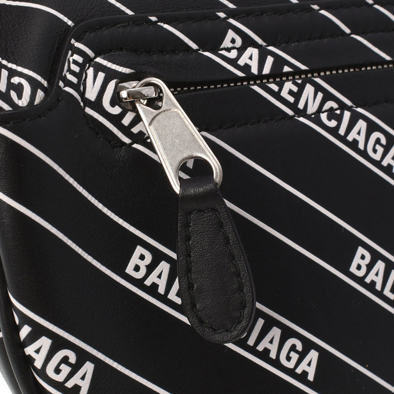 BALENCIAGA print waist bag black / white 565510 unisex leather body