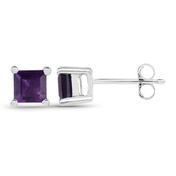 0.80 Carat Genuine Amethyst .925 Sterling Silver Earrings