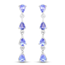 1.12 Carat Genuine Tanzanite .925 Sterling Silver Earrings