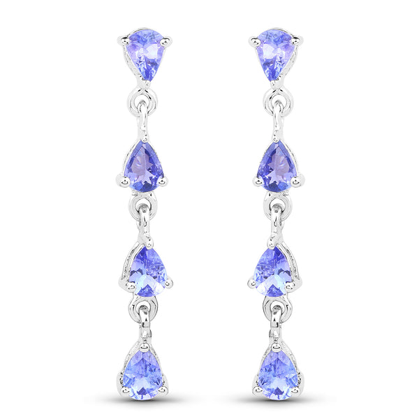 1.12 Carat Genuine Tanzanite .925 Sterling Silver Earrings