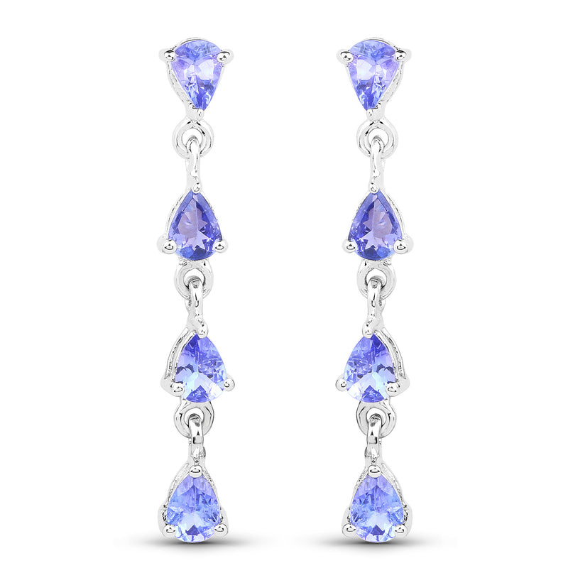 1.12 Carat Genuine Tanzanite .925 Sterling Silver Earrings