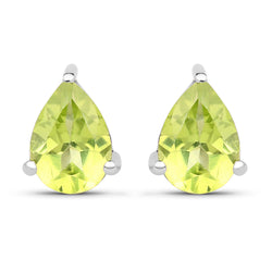 1.33 Carat Genuine Peridot .925 Sterling Silver Earrings