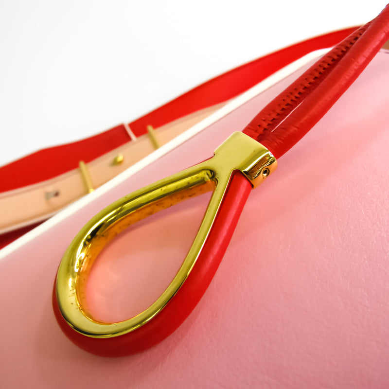 Alexander McQueen 554143 Womens Leather Shoulder Bag PinkRed ColorSalmon PinkWhite