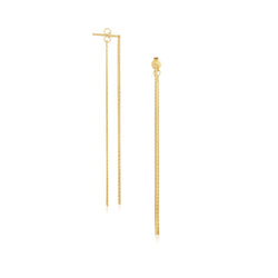 14k Yellow Gold Double Chain Style Drop Earrings