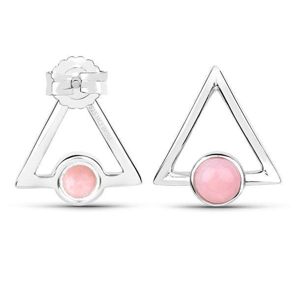 1.20 Carat Genuine Pink Opal .925 Sterling Silver Earrings