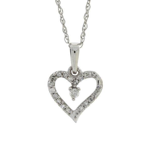 .05ct Diamond Heart Love Pendant 10KT White Gold