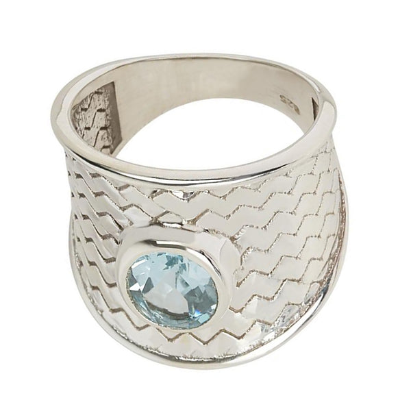 925 sterling silver with natural Sky Blue Topaz Oval solitaire Ring for women