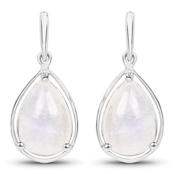 3.49 Carat Genuine White Rainbow Moonstone .925 Sterling Silver Earrings