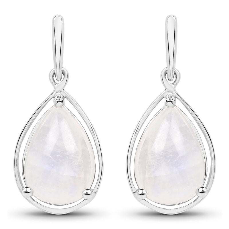 3.49 Carat Genuine White Rainbow Moonstone .925 Sterling Silver Earrings