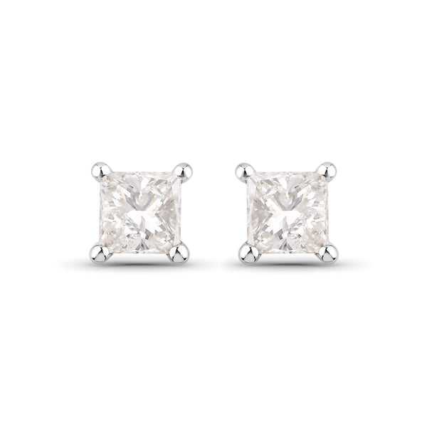 0.46 Carat Genuine White Diamond 14K White Gold Earrings