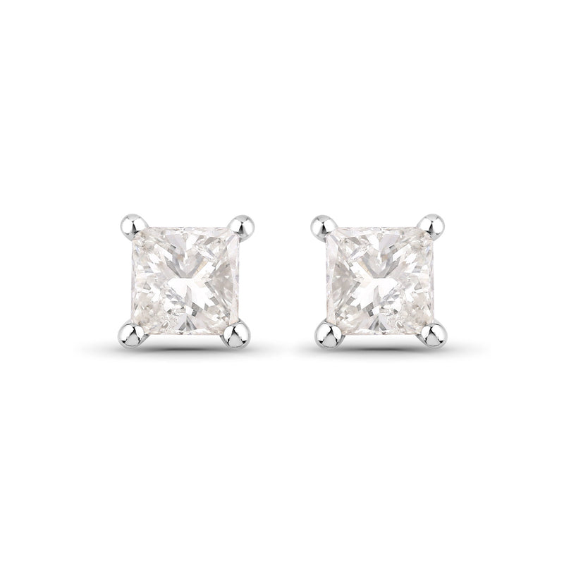 0.46 Carat Genuine White Diamond 14K White Gold Earrings