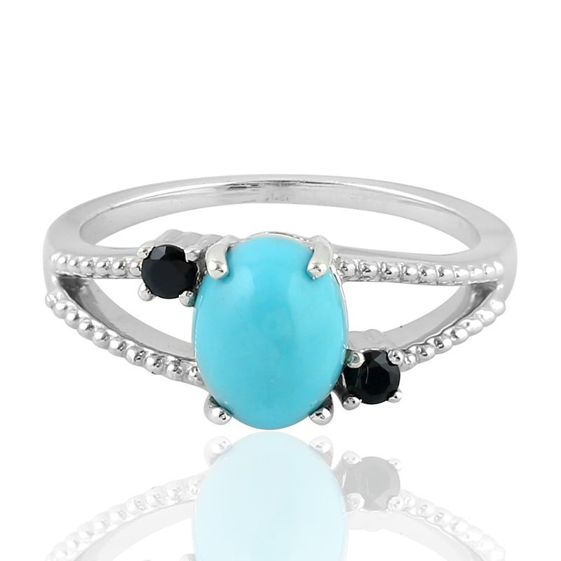 1.63 Natural Spinel Cocktail Ring 925 Sterling Silver Turquoise Jewelry
