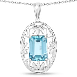 9.60 Carat Genuine Green Topaz .925 Sterling Silver Pendant