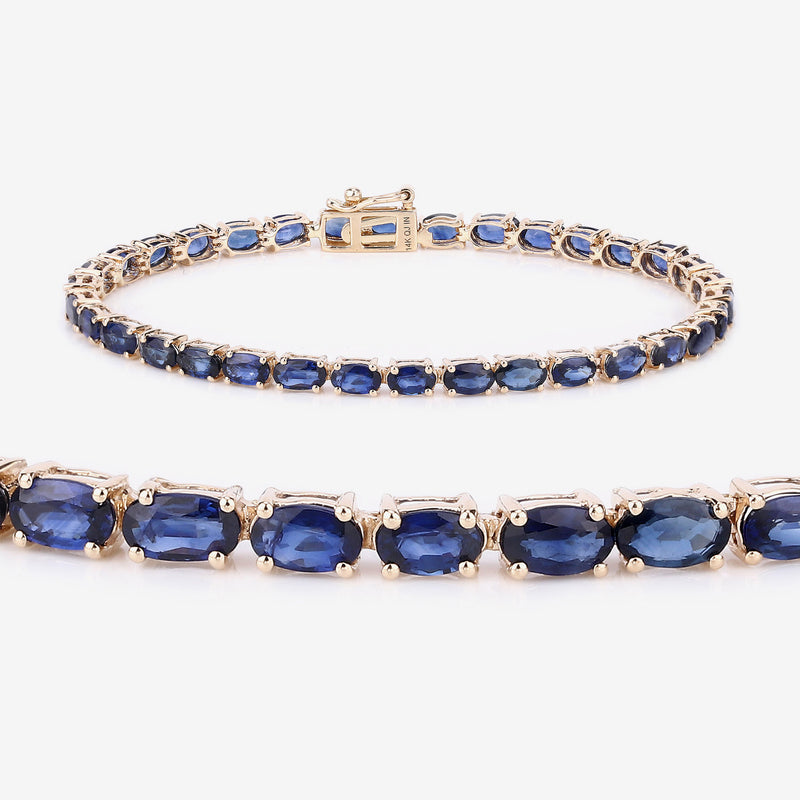 7.48 Carat Genuine Blue Sapphire 14K Yellow Gold Bracelet