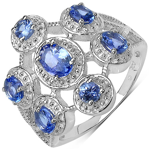 1.32 Carat Genuine Tanzanite .925 Sterling Silver Ring