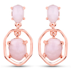 18K Rose Gold Plated 2.86 Carat Genuine Pink Opal .925 Sterling Silver Earrings