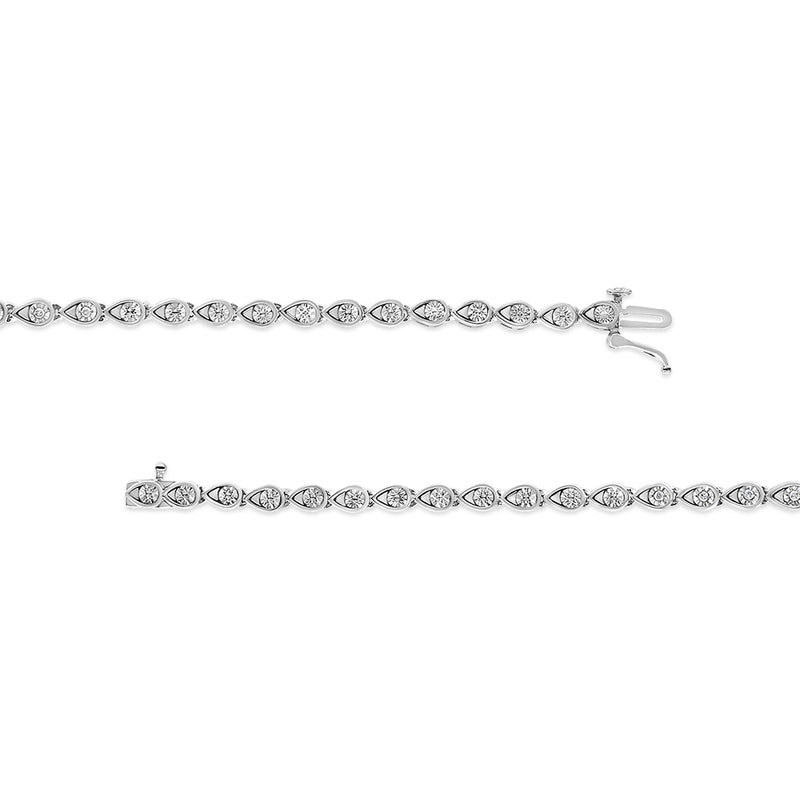 .925 Sterling Silver 1/10 Cttw Round-Cut Diamond Pear Link 7.25" Bracelet (I-J Color, I2-I3 Clarity)