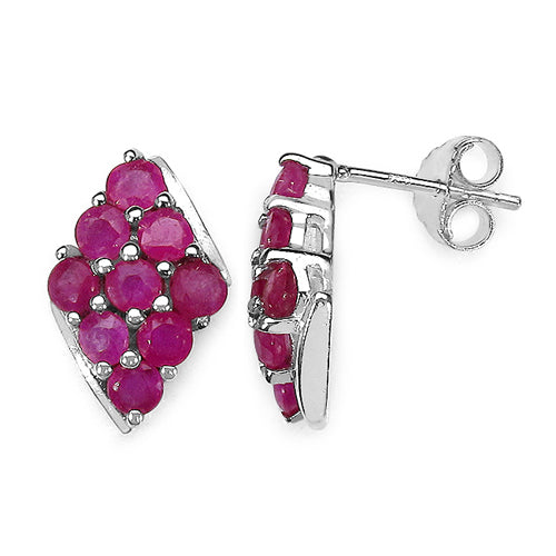 2.10 Carat Genuine Ruby Sterling Silver Earrings