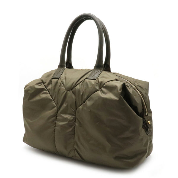 YVES SAINT LAURENT Yves Saint Laurent YSL Easy Boston Bag Handbag Nylon Leather Khaki 208314