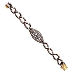 Pave Diamond Sterling Silver Link Chain Bracelet 18k Gold Fashion Jewelry