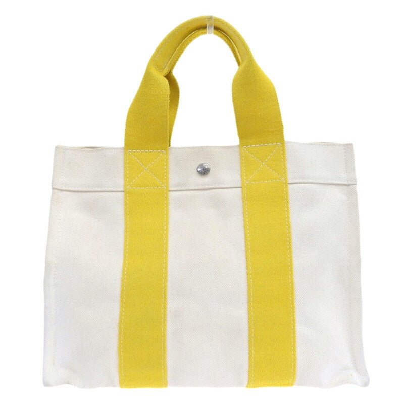 Hermes HERMES Bag Womens Mens Tote Handbag Bora PM Canvas Yellow Ivory